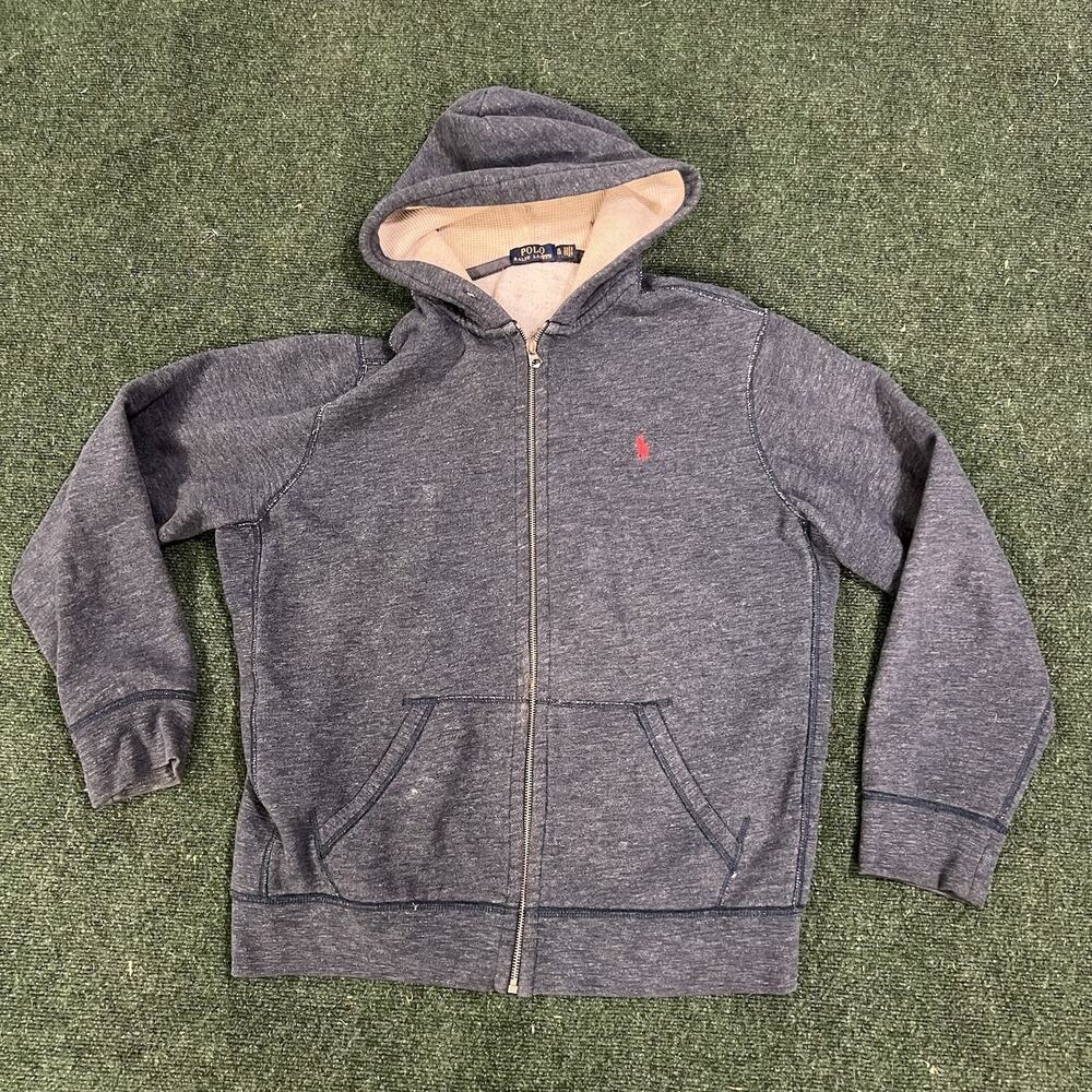 Polo Ralph Lauren Men’s XL Gray Full Zip Hooded Sweatshirt Jacket Red Pony Logo